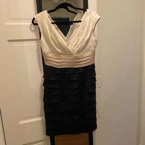 Cream and black cocktail dress